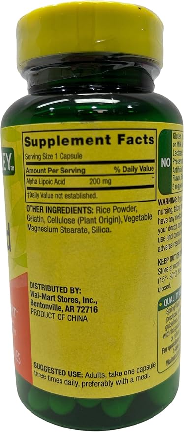 Nutritional Supplement Support Bundle: (2) 200mg 100 ct Bottles of Alpha Lipoic Acid Tip Card