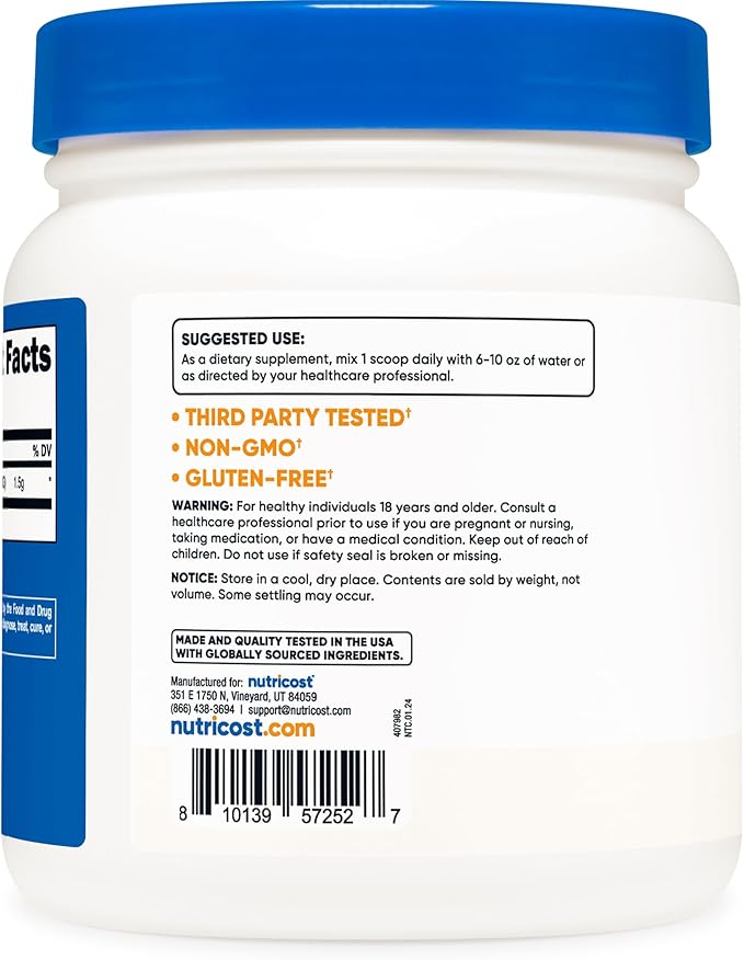 Nutricost Betaine Anhydrous Trimethylglycine (TMG) Powder 500 Grams