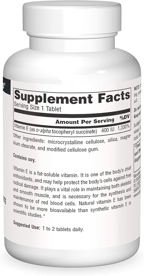Source Naturals Vitamin E, 400 iu Fat-Soluble Antioxidant - 50 Tablets