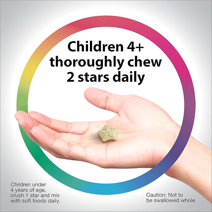 Rainbow Light Multivitamins for Kids, Vitamin B, Zinc & Iron, Prebiotics, Nutri Stars Provides Brain & Nervous System Support, Pineapple Orange, 120 Chewable Tablets