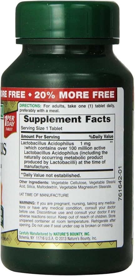 Nature's Bounty Probiotic Acidophilus Tablets, 120 ea (Pack of 5)