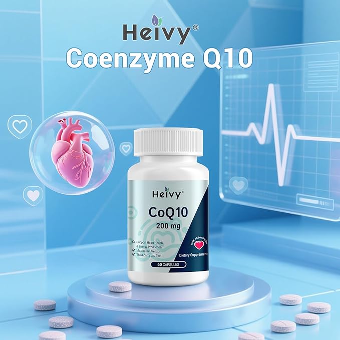 CoQ10 200mg - High Absorption 99% Ubiquinone Coenzyme Q10 - CO Q 10 Supplement Support Heart Health, Antioxidant & Energy Supplement - 60 Vegan Capsules
