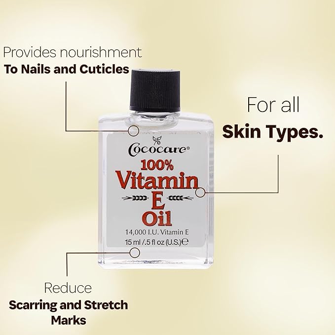 COCOCARE 100% Vitamin E Oil, 14000 I.U., 0.5 Fl Oz - Skin Moisturizer & Antioxidant Protection