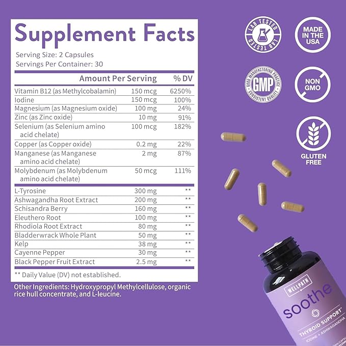 Soothe Hormone Balance for Women + Thyroid Support for Women (3-Pack) | Cortisol Manager, Mood Support, & Metabolism Booster | Adrenal Support | Rhodiola, Selenium, Iodine | Adaptogens, 180 ct