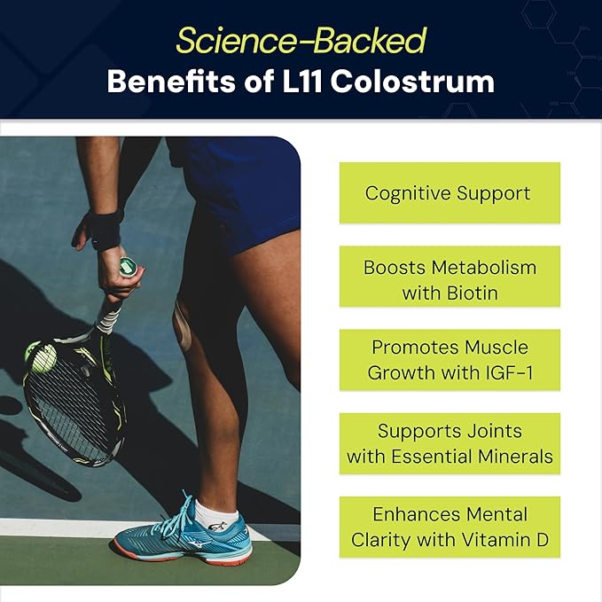 Colostrum Supplement by L11 with Lactoferrin Biotin Zinc & Vitamin D | Bovine Colostrum Powder for Peak Athletic Health, Gut Health, Muscle & Immune Support | 1500mg Colostrum - Chocolate, 30 Servings