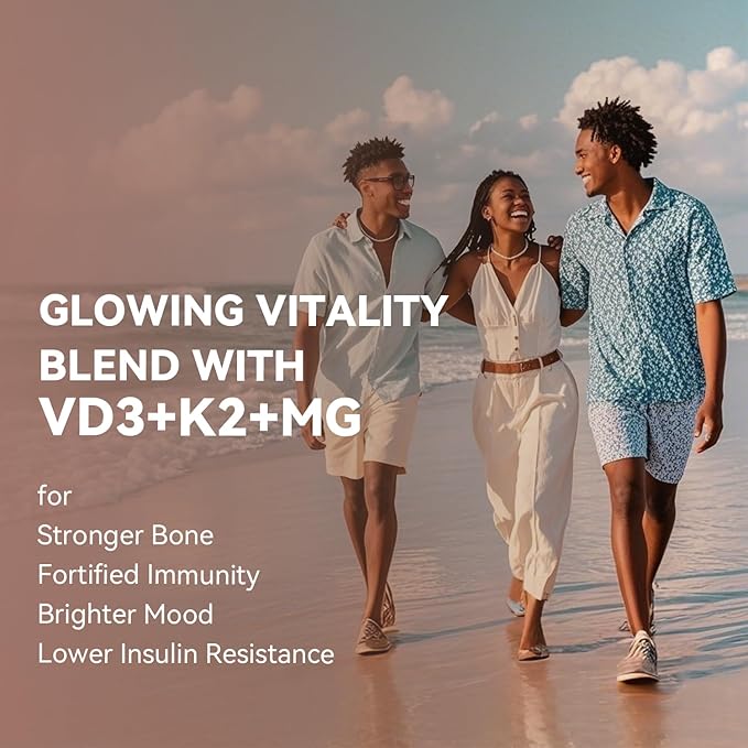 Vitamin D3 K2 4000IU with Magnesium 200mg,High Absorption Supporting Bones, Immune Support, Energy and Emotion, Gluten-Free, Sugar-Free Softgels for Women & Men,90 Softgels-Pack