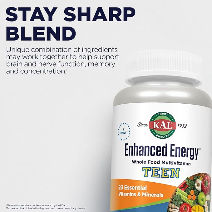 Kal Enhanced Energy for Teens Tablets, 60 Count