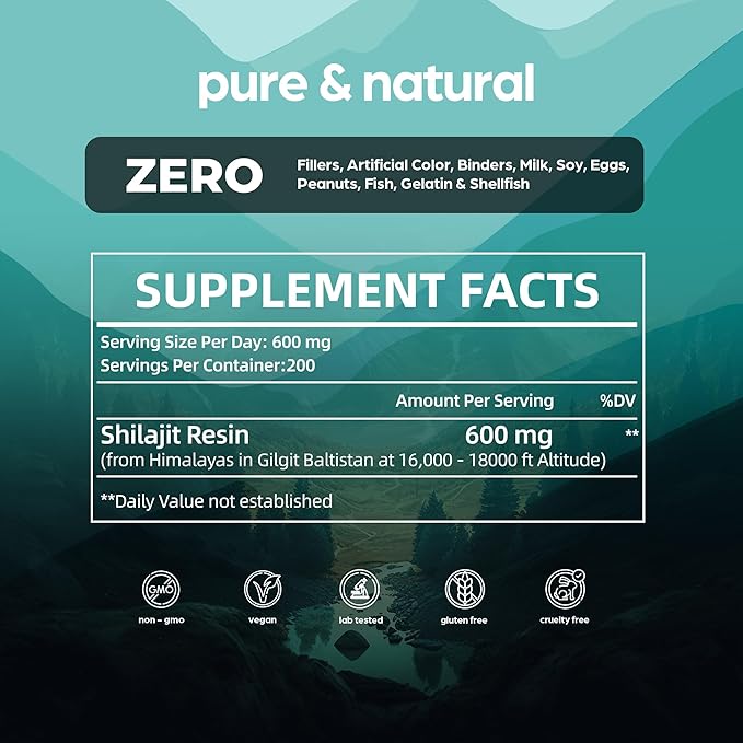 Shilajit Resin 4oz Extra Strength – Pure Himalayan Shilajit for Men & Women, 75%+ Fulvic Acid & 85+ Trace Minerals for Energy, Immune & Metabolism Support, Lab-Tested, Better Than Gummies - Thinbi
