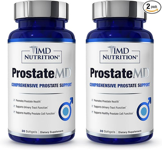 1MD Nutrition ProstateMD Saw Palmetto Prostate Support Supplement - Support for Urinary Tract and Frequent Bathroom Urges | 60 Softgels (2-Pack)