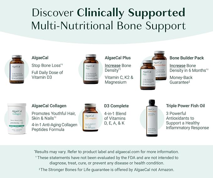 ALGAECAL Collagen: 4 Clinically-Supported Collagen Peptides VERISOL®, FORTIGEL®, UC-II®, FORTIBONE®, Anti-Aging Hydrolyzed Collagen Powder, 60 Servings, Made in USA