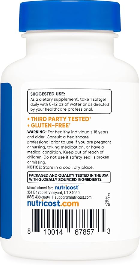 Nutricost CoQ10 Softgels (120 Servings, 100 mg Per Serving) - Better Absorption, Ultra Pure CoQ10 Supplement, Gluten Free and Non-GMO