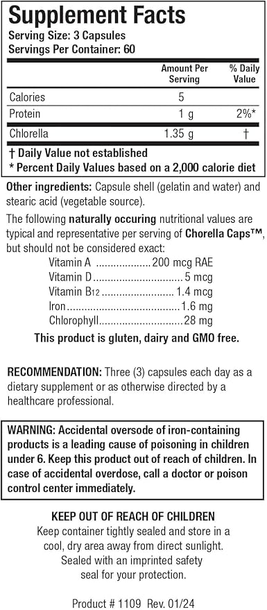 Biotics Research Chlorella Capsules Chlorella Supplements for Digestion, Detox, and Immune Support 180 Capsules