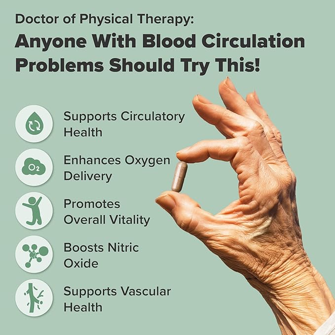 nooro Vital Flow Advanced Blood Circulation Supplement with Nitric Oxide Boost, Vitamin D3, Magnesium, Probiotic Blend, Veins Support Non-GMO and Gluten Free 240 Capsules