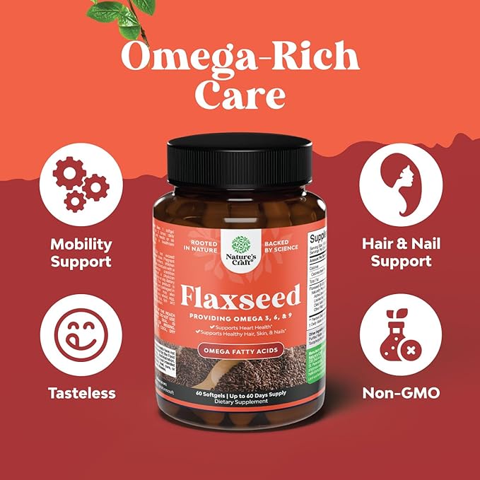 Bundle of Natural Hemp Seed Oil Capsules and Omega Flaxseed Oil 1000mg Softgels - with Essential Fatty Acids for Joint Support - Natural Omega 3 6 9 Supplement for Hair Skin and Nails