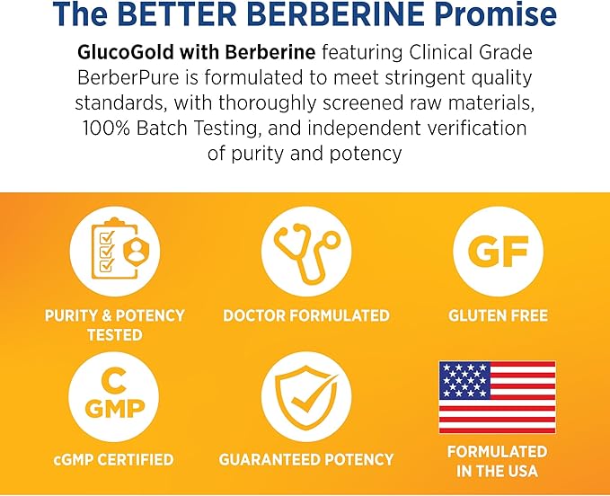 DOCTORS' PREFERRED GlucoGold with Berberine, Concentrated Cinnamon, Chromium, Banaba Leaf Extract (90 Tablets)