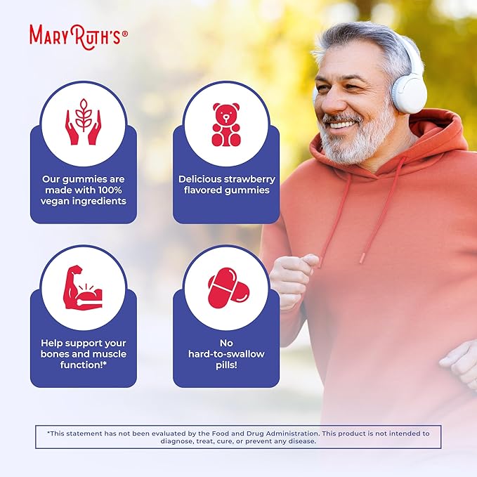 MaryRuth's Organic Vitamin D3 Gummies | 1000 IU | USDA Organic | Immune Support| Bone Health | Muscle Function | for Adults & Kids Ages 2+ | Vegan | Gluten Free | 2 Month Supply | 60 Count