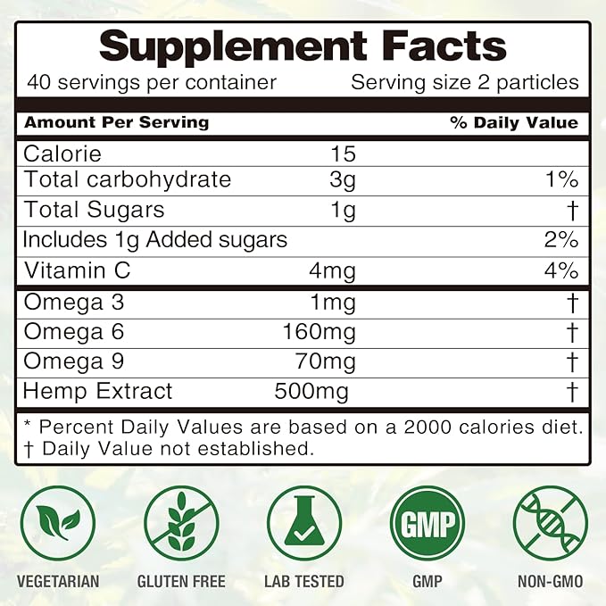 Hemp Gummies - Extra Strength for Sleep Peace & Relaxation - Advanced Hemp Oil Infused Gummy - High Potency Natural Hemp Gummy (3 Packs)