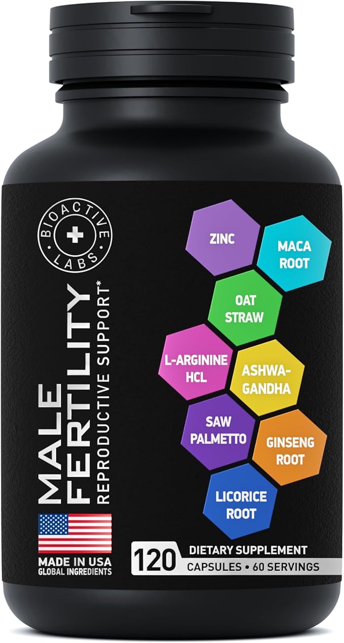 Fertility Supplements for Men - Zinc, Maca, Ashwagandha, L-Arginine - Male Vitality Conception for Him - Count and Motility Pregnancy Aid - Vitamins and Male Fertility Support Supplement - 120 Pills