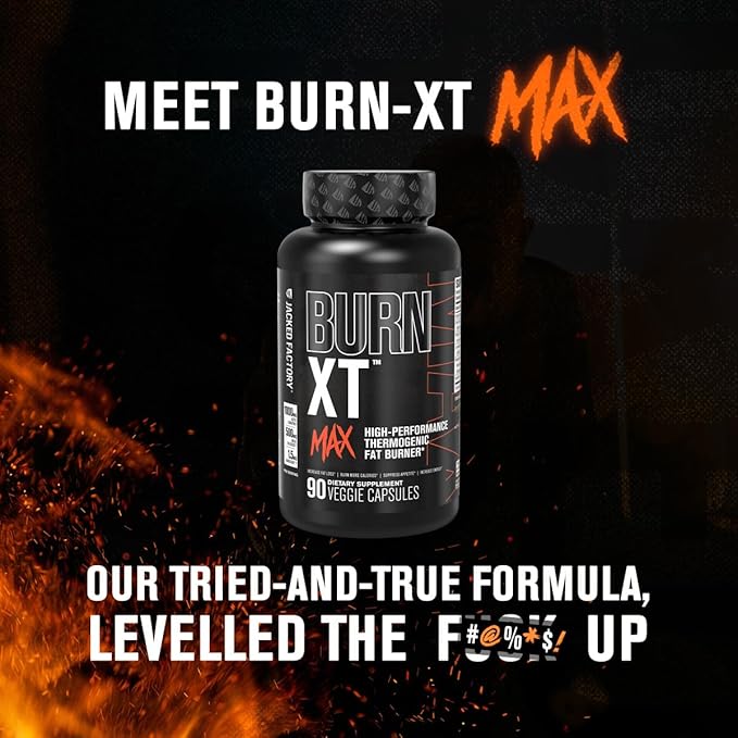 Jacked Factory Burn-XT Clinically Studied Fat Burner & Weight Loss Supplement (60 Capsules) & Burn XT Max High Performance Fat Burner (90 Capsules)