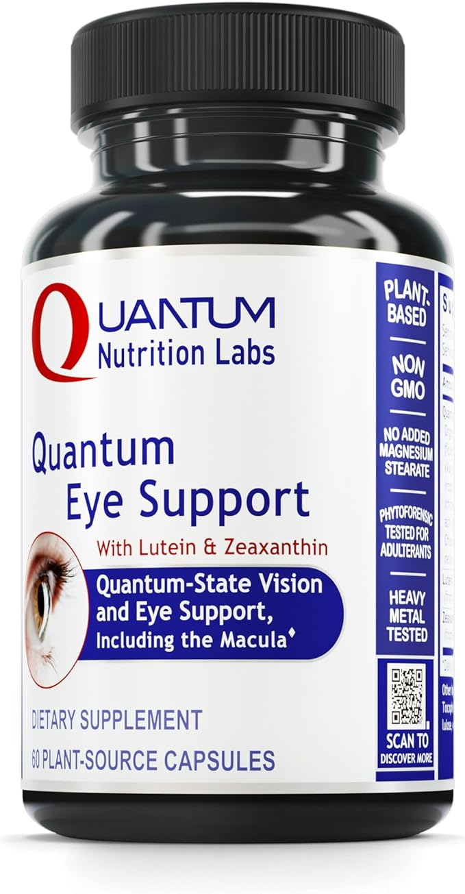 Quantum Nutrition Labs Eye Support - Eye Health Vitamins, Lutein and Zeaxanthin Eye Supplements for Adults and Seniors, Supports Macular Health, Contains Bilberry and Carrot - 60 Vegetarian Capsules