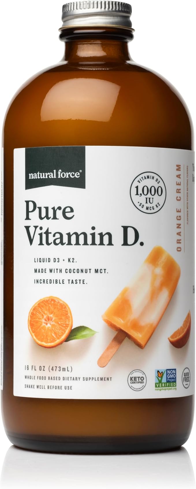 Natural Force Pure Vitamin D Orange Cream, 16 fl oz Organic Pure C8 MCT Oil 32 oz