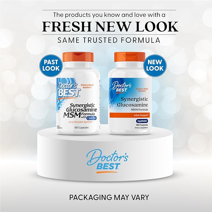 Doctors Best Synergistic Glucosamine MSM Formula, Joint Support, Non-GMO, Gluten Free, Soy Free 180 Capsules