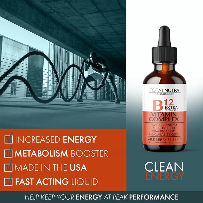 Extra Strength Liquid B12 Vitamin Drops- Vitamins B12, B6, B3- Vegan and Non GMO- Instant Energy, Focus & Metabolism Support with Green Tea, Carnitine & Ginkgo Biloba- Alternative to B Complex Capsule