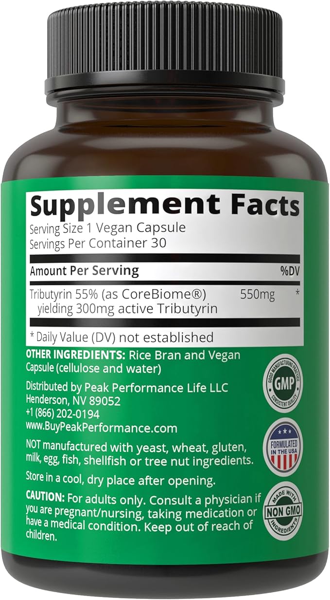 CoreBiome Tributyrin Postbiotic Supplement Clinically Tested For Gut Health. More Effective than Sodium Butyrate Capsules. High Bioavailability Post Biotics For Digestive, Leaky Gut, Colon, Microbiome