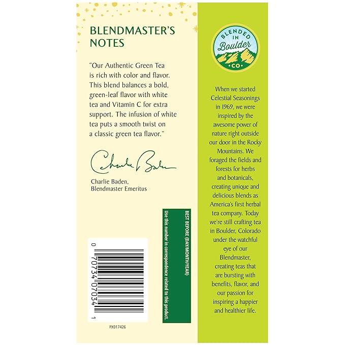 Celestial Seasonings Authentic Green Tea 20 Tea Bags