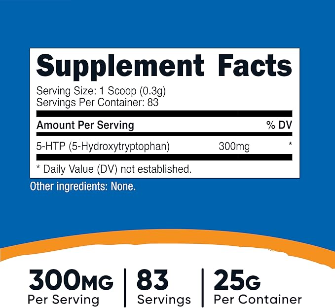 Nutricost 5-HTP Powder 25 Grams (300mg Per Serving) - Gluten Free & Non-GMO, Pure 5-htp