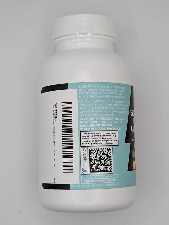 Clean Nutraceuticals DIM Evening Primrose Black Cohosh Calcium D-Glucarate Sulforaphane Flax Seed Extract - Hormonal Support Vitamins for Women with Dong Quai - 60 Caps