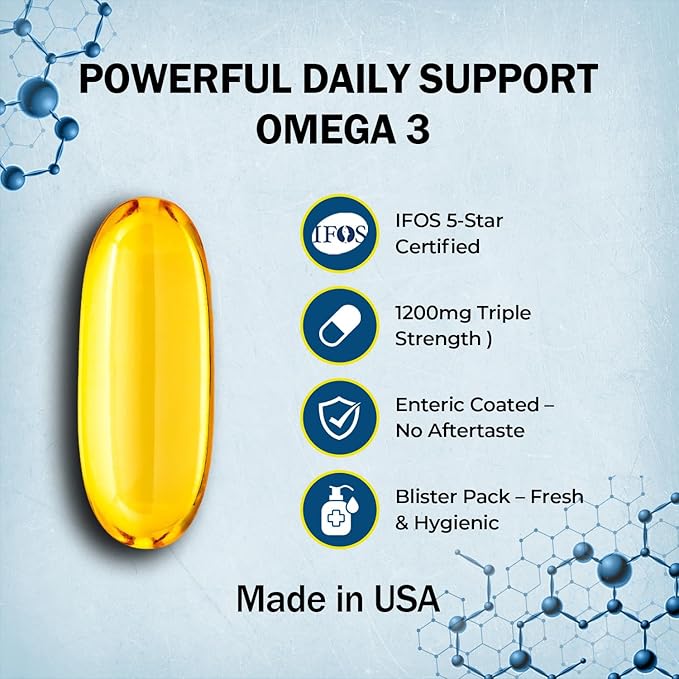 VitalOils1000 - Omega-3 Fish Oil 1200mg(750 DHA+450 EPA). IFOS 5-Star. Non-GMO & Gluten-Free. No Fishy Aftertaste. High Absorption, Brain, Heart, Prenatal Support, 30 Blister-Sealed Caps, Made in USA