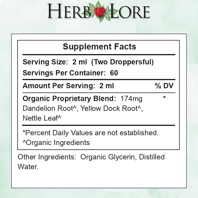 Herb Lore Iron Tonic - Organic Liquid Iron Drops Supplement for Kids & Women - Baby, Infant & Toddler Friendly - Plant Based, Vegan, Gentle, Non Constipating Herbal Tincture (4 fl oz)