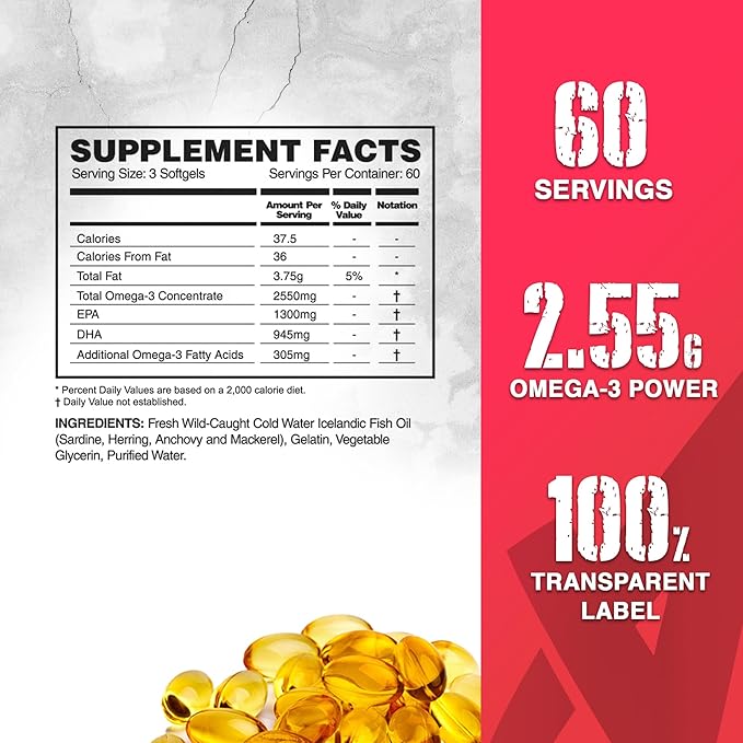Apollon Nutrition Alpha of Omegas Fish Oil, EPA, DHA, Brain, Cardiovascular, Eye, 180 Softgel Capsules