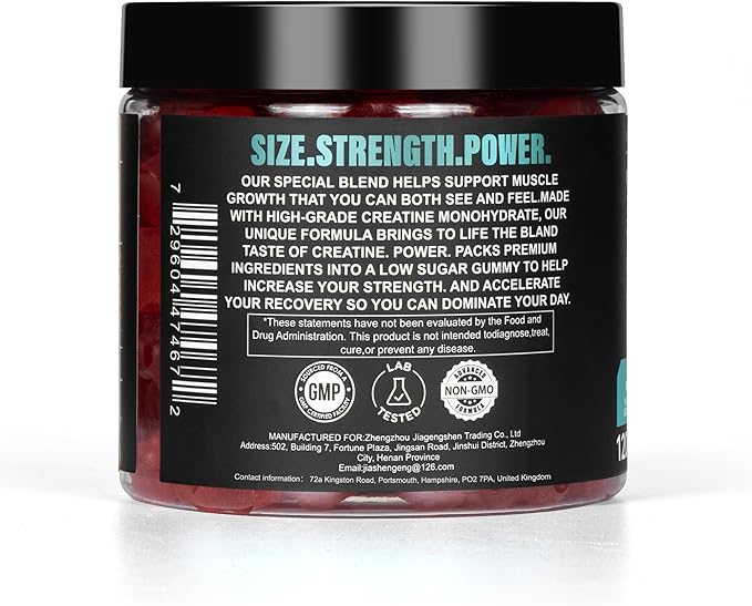 Creatine Monohydrate 4000mg for Men & Women,Creatine Mixed Berry Gummies for Muscle Strength, Builder, Energy Boost, Pre-Workout Supplement, 120 Count (120 Count, Strawberry)