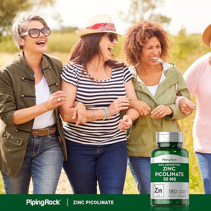 Piping Rock Zinc Picolinate 50mg | 180 Capsules | Non-GMO, Gluten Free Supplement