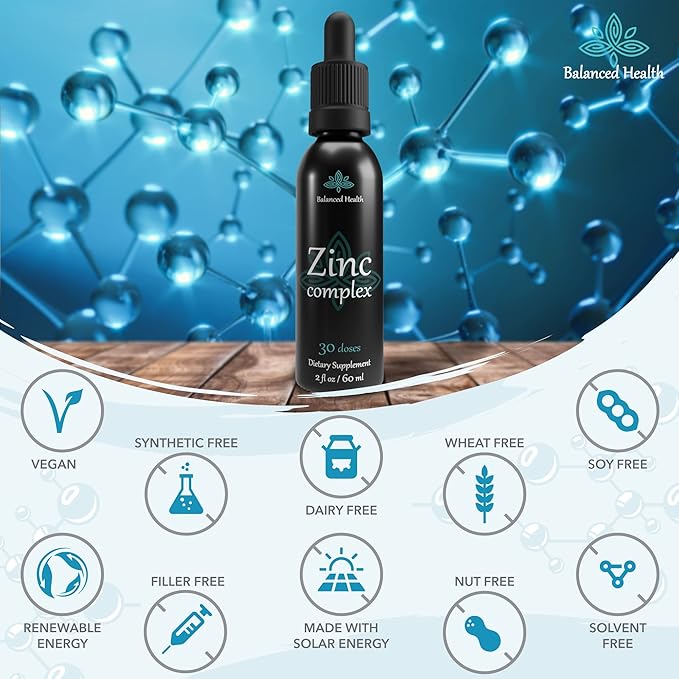 Zinc Complex - 30 Servings, 2oz, Peppermint Flavor, Vegan Liquid Ionic Zinc Sulfate Drops Plus Trace Minerals for Daily Immune System Support