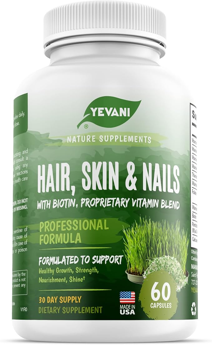 100% Pure Hair, Skin, and Nails Vitamins with Biotin Super Blend Formula, Designed to Support Radiant Beauty, Hair, Skin and Nail Health for Both Women and Men