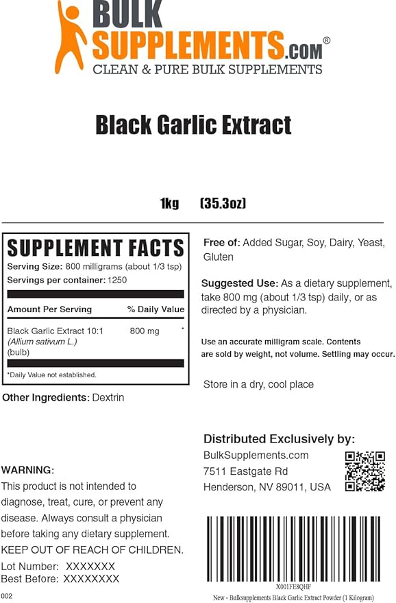 BulkSupplements.com Black Garlic Extract - Antioxidants Supplement - Blood Circulation Supplements - Garlic Supplements - Aged Garlic Extract - Black Garlic Supplement (5 Kilograms - 11 lbs)