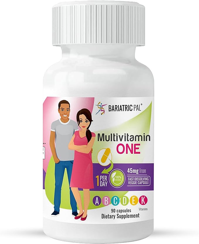 BariatricPal 90-Day Bariatric Vitamin Bundle (Multivitamin ONE 1 per Day! Capsule with 45mg Iron and Calcium Citrate Soft Chews 500mg with Probiotics - Wild Grape)