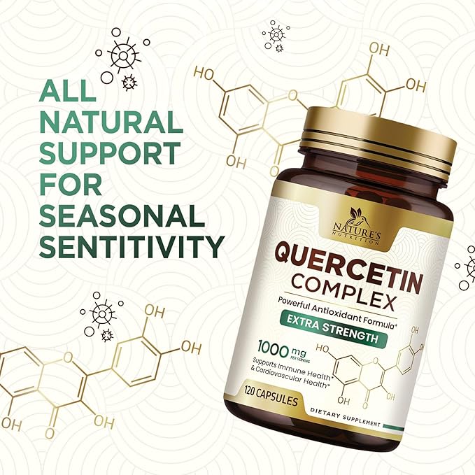 Quercetin 500mg Capsules - Extra Strength Quercetin Supplements 1000mg Serving - Antioxidants & Bioflavonoids Support for Immune, Heart & Cellular Health - Non-GMO & Gluten Free - 120 Veggie Capsules