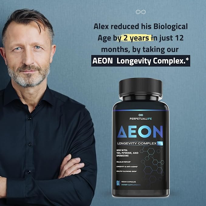 Anti Aging Supplement NAD Complex AEON with Nicotinamide, Fisetin, Quercetin, Resveratrol, Astragalus, Collagen, CoQ10, L-Theanine, EGCG