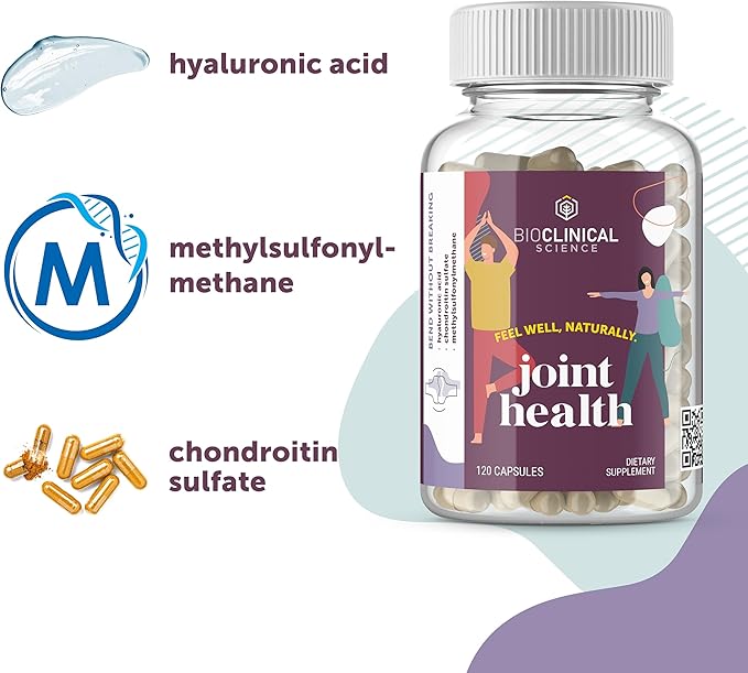 Joint Health - Scientifically formulated with Chondroitin Sulfate, Hyaluronic Acid, and Methylsulfonylmethane - 120 Capsules - 60 Day Supply