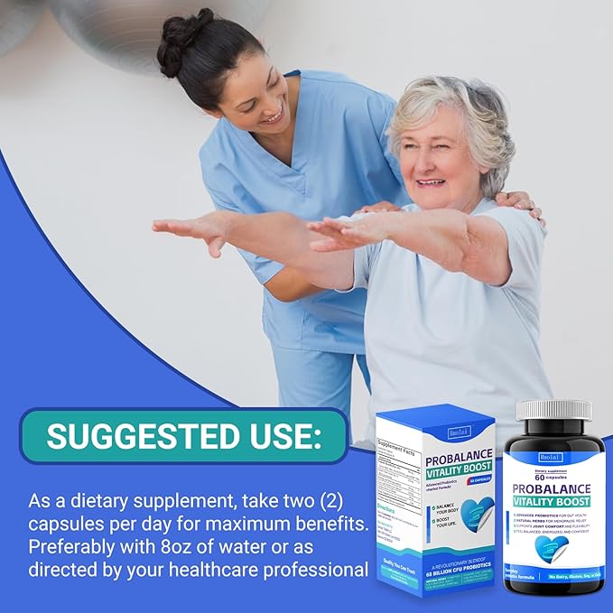 ProBalance Women’s Probiotic 68B CFU – Menopause Bloat & Belly Support with Turmeric & Moringa – Joint & Digestive Health – Same Formula as Premium Brands – 60 Capsules