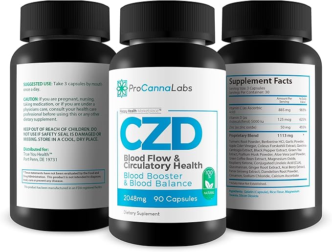 Pro Canna Labs Gummies Capsules - Our Best Vitamin C D Zinc Blood Booster for Blood Balance & Blood Flow - C Z D Blood Flow & Circulatory Health - CDZ Supplement Vitamin C D and Zinc Plus Herbs