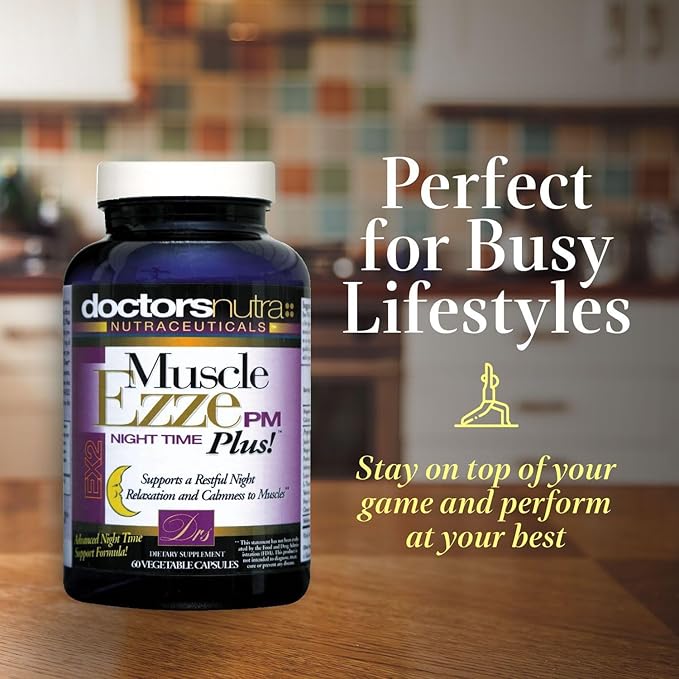 Muscle Ezze PM Plus Night Time Capsules by Doctors Nutra - Nighttime Use - Gluten-Free - 60 Capsules