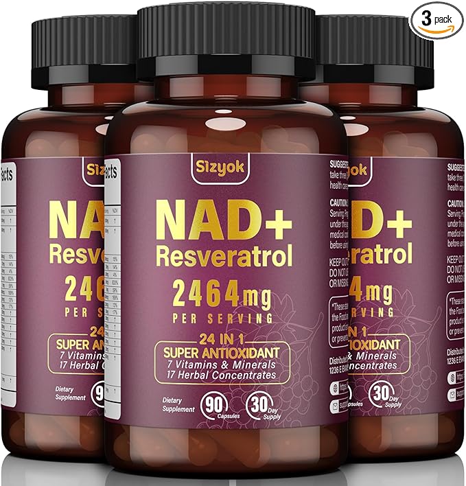 NAD Supplement 1100mg Pure Organic, Liposomal NAD Resveratrol Supplement for Women and Men, Boosts NAD+ Levels, Helps Aging Defense, Cellular Energy & Focus, Ultra-Antioxidant 90 Capsules, 3 Pack