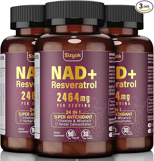 NAD Supplement 1100mg Pure Organic, Liposomal NAD Resveratrol Supplement for Women and Men, Boosts NAD+ Levels, Helps Aging Defense, Cellular Energy & Focus, Ultra-Antioxidant 90 Capsules, 3 Pack