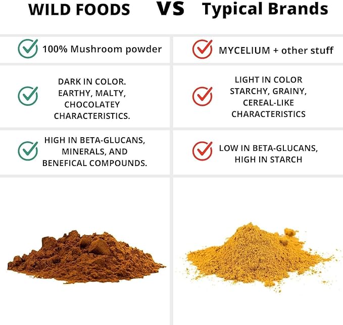 Wild Foods Lions Mane Powder Mushrooms Extract 10:1 | Organic Mushroom Powder | Adaptogenic Nootropic Herb for Brain Health, Memory and Focus (4 Ounce (Pack of 2))