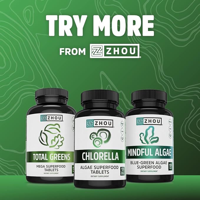 Zhou Nutrition Chlorophyll Tablets, Nutritious Green Superfood, Herbal Supplement, Gluten-Free, Herbal Support, 90 Tablets